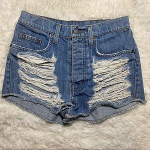 Carmar Distressed Denim Shorts Button Fly Size 25